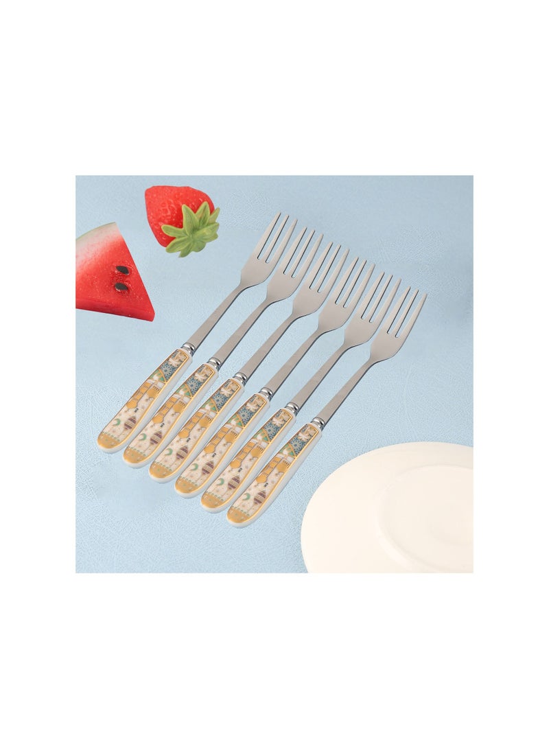 Liying 6Pcs Ramadan Designed Fork (S) , Gold plasted design Plating Stainless Steel 15.5x1.5x15.5cm Spoons for Cake Spoon, Dessert Spoons, Easy To Clean, Dishwasher Safe  - Image 2