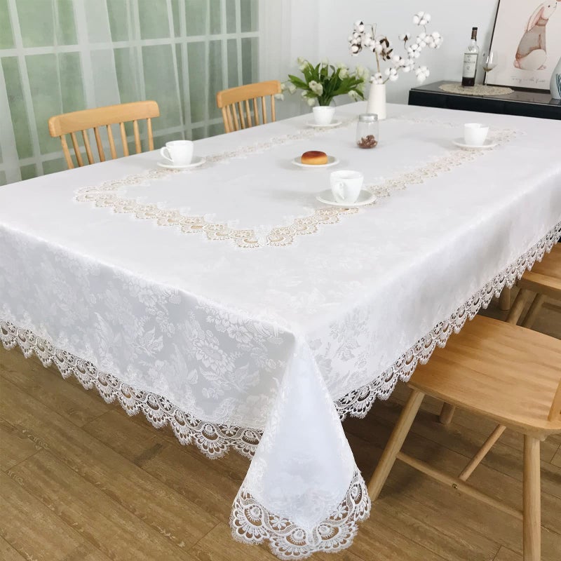 BrekSdat Tablecloths for Rectangle Tables Lace Elegant Decor for Dinning Home Holiday Party Kitchen Easter Christmas Wedding Farmhouse Outdoor Washable Table Linen H17191white1 72 144