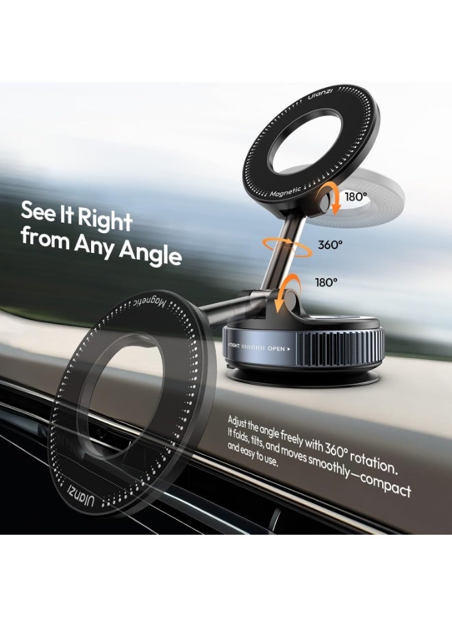 ULANZI SK-25 Car Phone Holder for Magsafe, Vacuum Suction Cup Magnetic Phone Mount, 360° Adjustable Phone MagMount for Car/Ceramic Tile/Gym/Mirror, Load up to 1kg, Magnetic Force ≥14N（Black） - Image 3