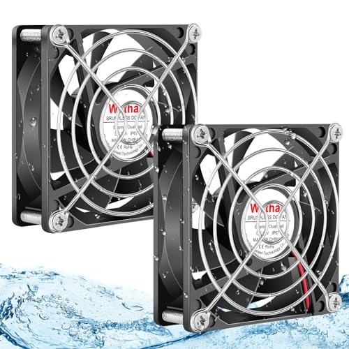Wathai IP67 Waterproof 80mm x 25mm 12V Cooling DC Fan for RV Fridge Exhaust Ventilation Dual Ball High Speed DIY Cooler 12 v Fans 2 Pack - Image 1