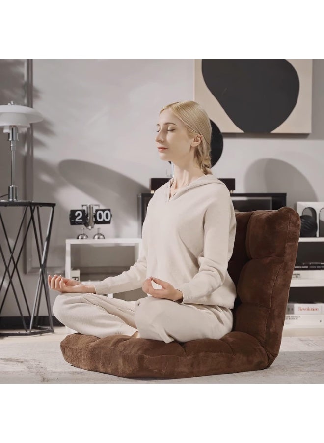 Relex Floor Chair, Adjustable High Back Support Gaming Floor Chair for Adult,Super Soft Crystal Fabric Dorm Cushion Lazy Chair Comfy for Reading Meditating (Brown) - Image 2