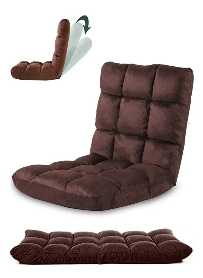 Relex Floor Chair, Adjustable High Back Support Gaming Floor Chair for Adult,Super Soft Crystal Fabric Dorm Cushion Lazy Chair Comfy for Reading Meditating (Brown) - Image 1