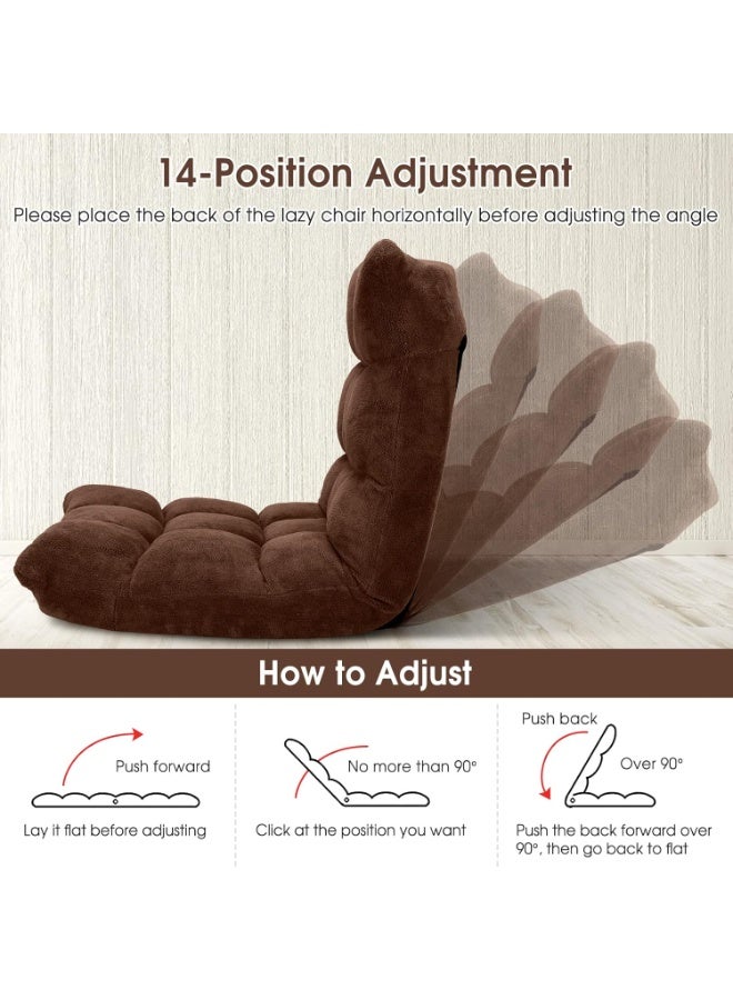 Relex Floor Chair, Adjustable High Back Support Gaming Floor Chair for Adult,Super Soft Crystal Fabric Dorm Cushion Lazy Chair Comfy for Reading Meditating (Brown) - Image 4