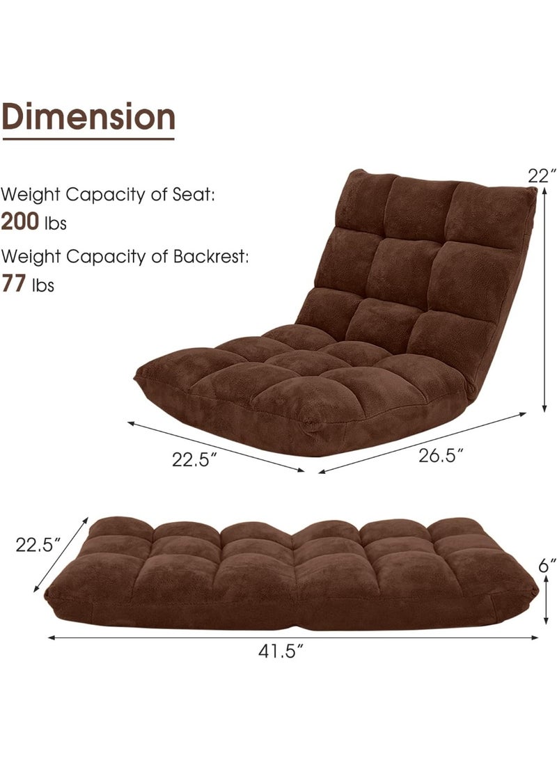 Relex Floor Chair, Adjustable High Back Support Gaming Floor Chair for Adult,Super Soft Crystal Fabric Dorm Cushion Lazy Chair Comfy for Reading Meditating (Brown) - Image 3