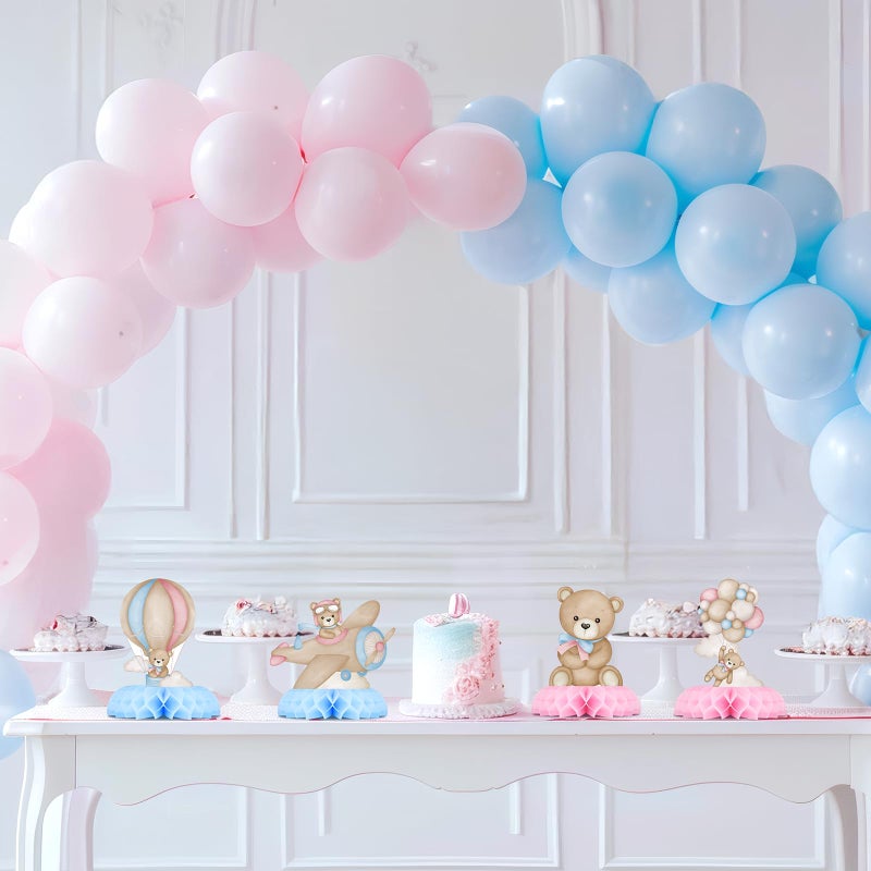 Outego Gender Reveal Party Decorations, Blue Pink Bear Honeycomb Centerpieces, Baby Shower Table Decorations, What Will Baby Be Bear Theme Party Supplies - Image 5
