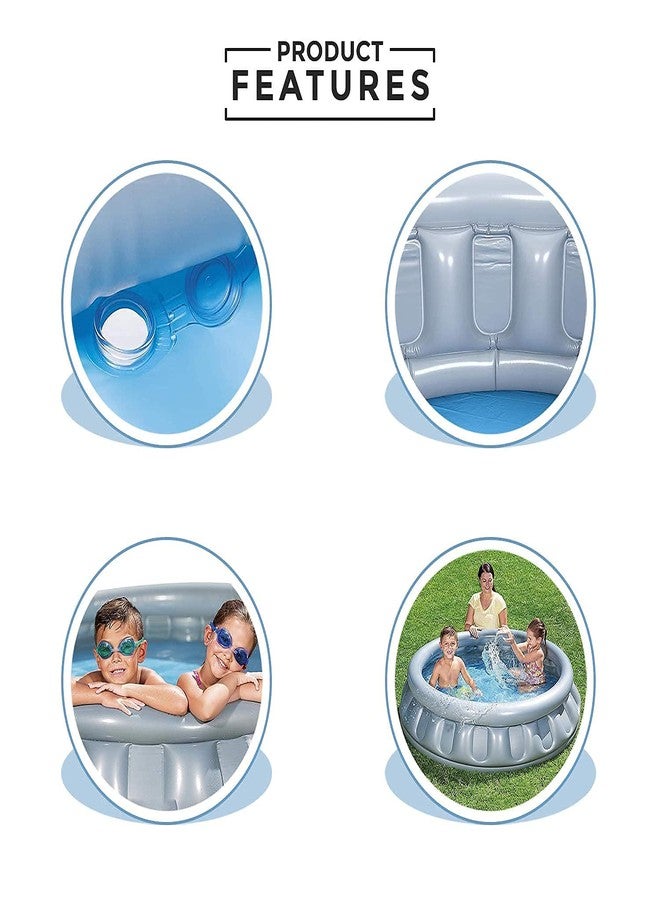 Glan Inflatable Round Space Ship Inflatable Bath Water Tub for Kids Swimming Tub for Garden Use Free Pool Balls (Round Bath Tub) - Image 3