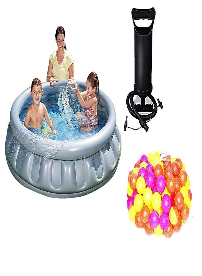 Glan Inflatable Round Space Ship Inflatable Bath Water Tub for Kids Swimming Tub for Garden Use Free Pool Balls (Round Bath Tub) - Image 1
