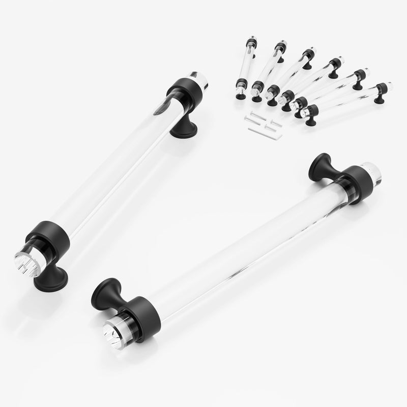 CEYMIO 6 Pack Cabinet Handles and Pulls for Cabinets and Drawers Kitchen Bathroom Bedroom Black Matte Pull Door Handle Distance Glass Crystal Knobs 160 mm - Image 2