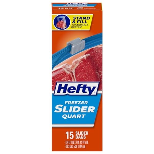Hefty Slider Freezer Kitchen Storage Bags, Quart Size, 15 Count - Image 1