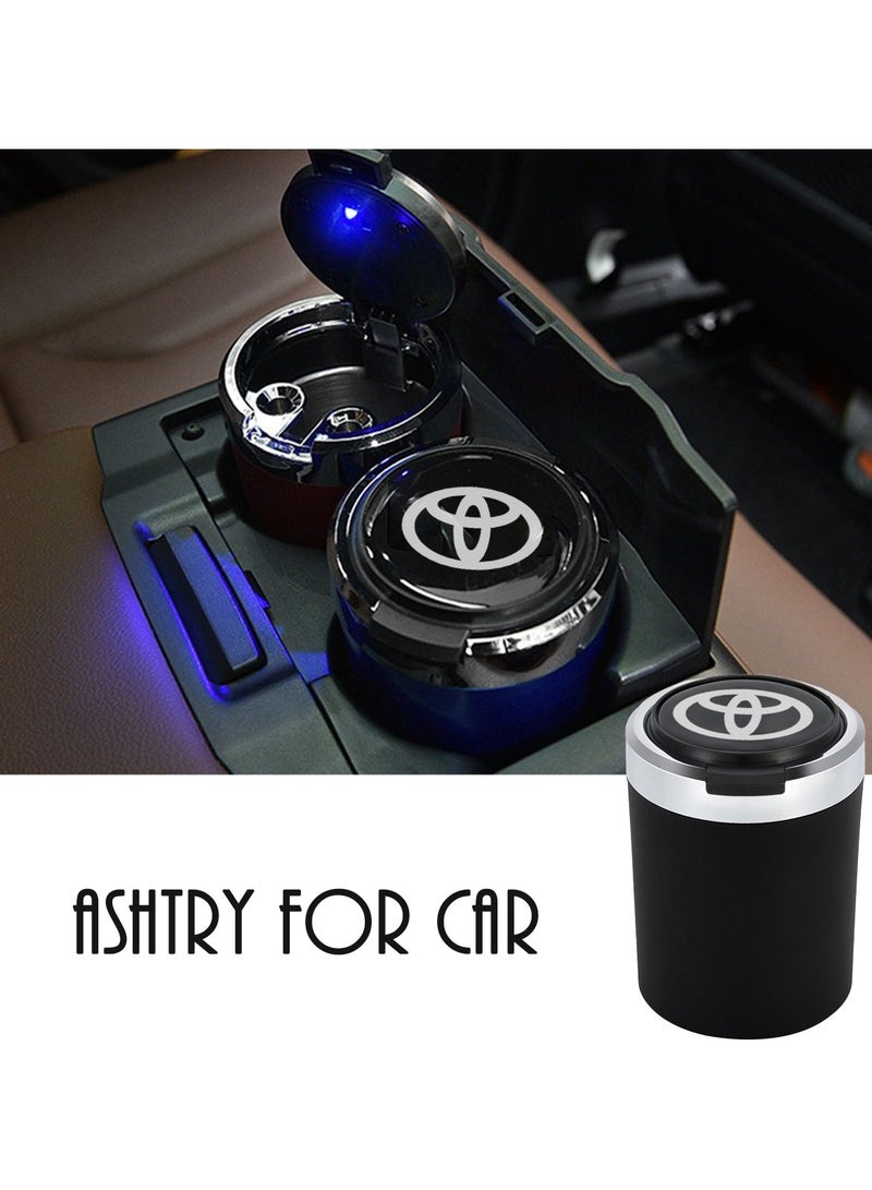 TOYOTA LED Car Ashtray with Blue Light, Portable Car Cup Holder Bin, Odor-Reducing Lid, Universal Fit for Toyota Vehicles - Image 4