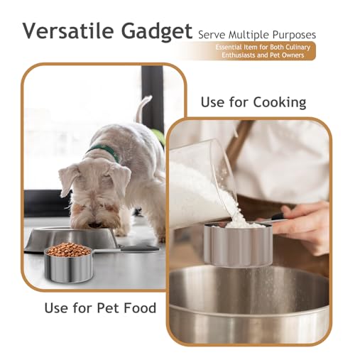LEIFENY 1PCS 1/8CUP(30ml) Dog Cat Food Scoop, Stainless Steel Measuring Cup, Metal Pet Scooper with Inner Precision Scale Measurement - Image 5