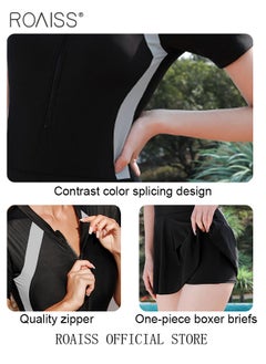 Women Short Sleeved Zippered One Piece Sport Swimwear Dress Faux Two Piece Design Quick Drying Fabric Moisture Wicking and Breathable Provides Coverage and Modesty without being Revealing - pzsku/Z35D9F1BFBD1E086CD0BCZ/45/_/1725851197/dc36e21f-6937-4f21-8730-1d513db90d7c