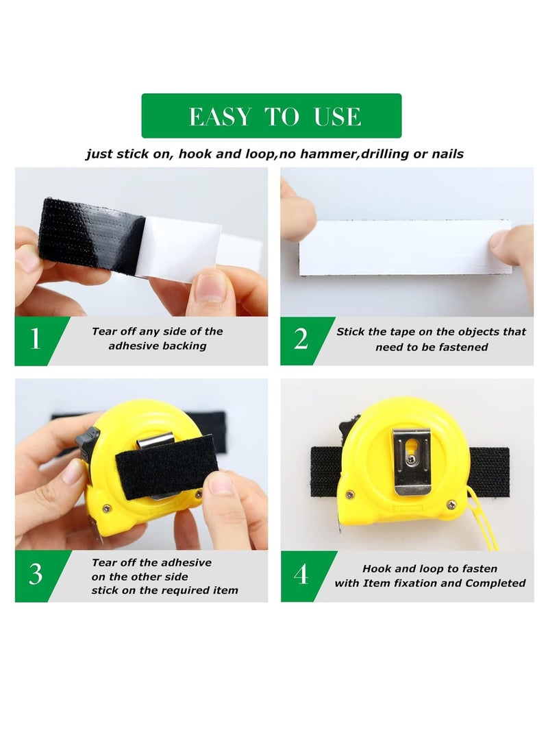 KASTWAVE Hook and Loop Strips with Adhesive,Industrial Strength Sticky Back | 1 x 4 Inch 16 Sets | Heavy Duty Double-Sided Fasten Mounting Tape (Black+White) - Image 4