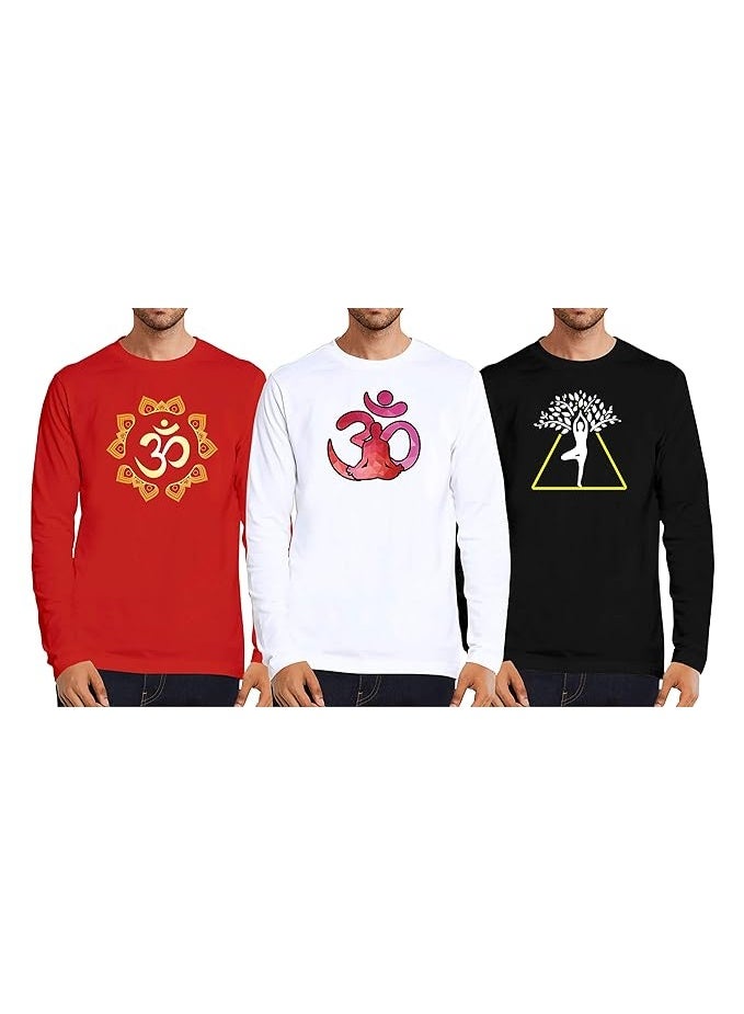 OPLU Store Men's Regular Fit Cotton Printed,Pootlu, Tshirts Pack of 3,RED, black ,white,S - Image 1