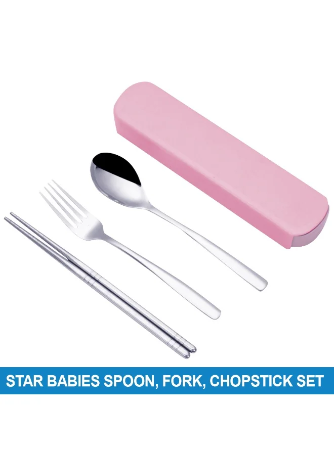 ستار بيبيز Star Babies - Spoon, Fork & Chopsticks Set - Pink