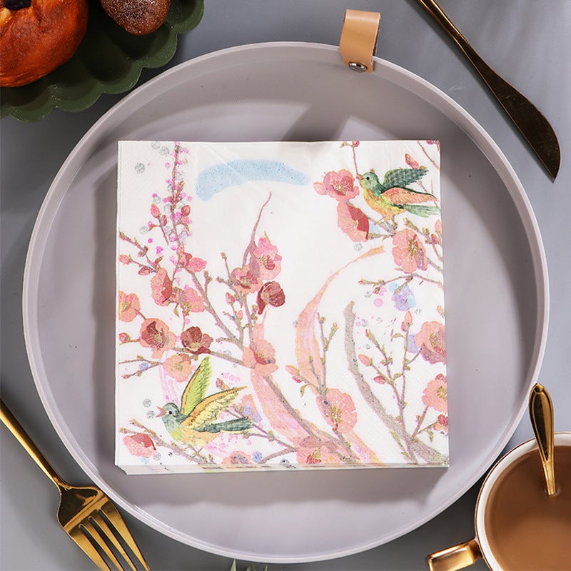 Supply Spot New Leaves Color Printing Napkin Paper Towel Western Restaurant Bakery For Facial Tissue - Image 1