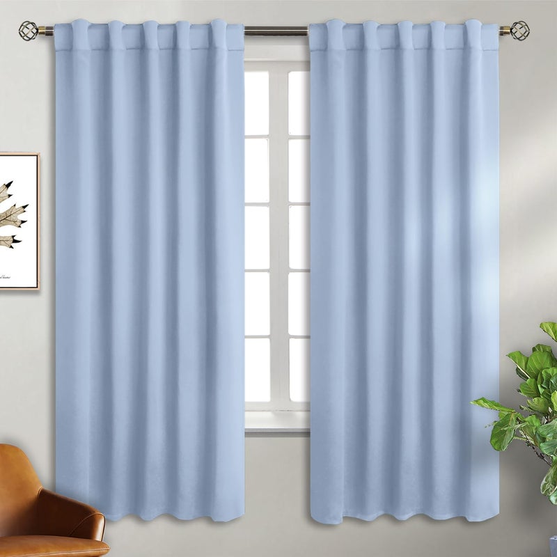 BGment Rod Pocket and Back Tab Curtains for Bedroom - Thermal Insulated Room Darkening Curtains for Living Room  2 Window Curtain Panels (42 x 72 Inch  Spa Blue) - Image 1