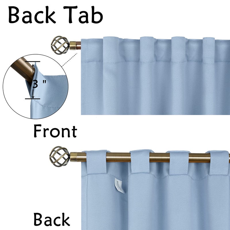 BGment Rod Pocket and Back Tab Curtains for Bedroom - Thermal Insulated Room Darkening Curtains for Living Room  2 Window Curtain Panels (42 x 72 Inch  Spa Blue) - Image 3