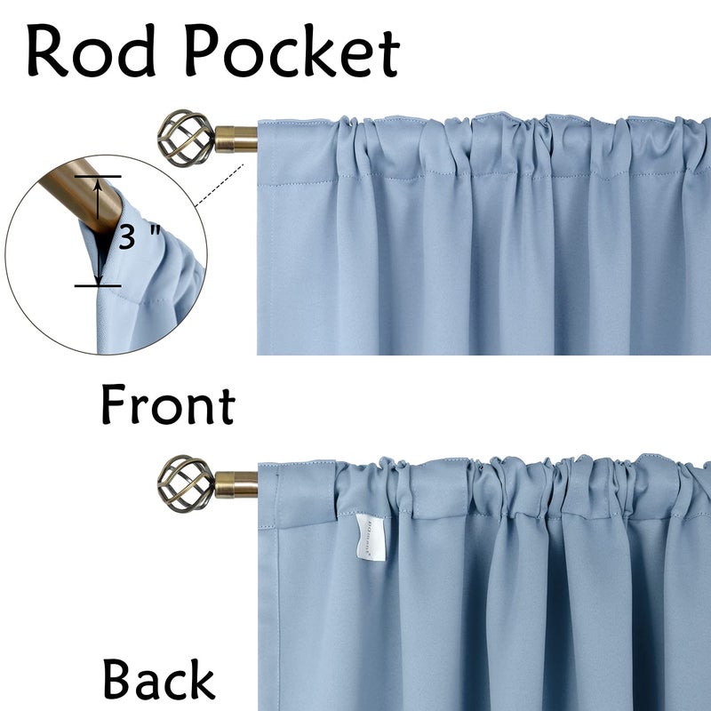 BGment Rod Pocket and Back Tab Curtains for Bedroom - Thermal Insulated Room Darkening Curtains for Living Room  2 Window Curtain Panels (42 x 72 Inch  Spa Blue) - Image 2