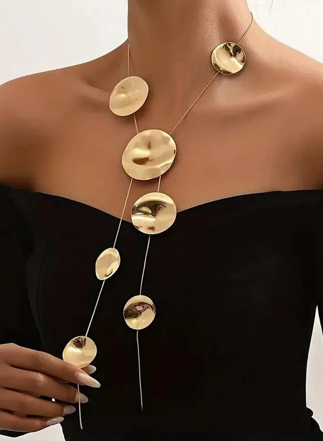 تايك تو عقد Y مزين بدوائر بلون ذهبي