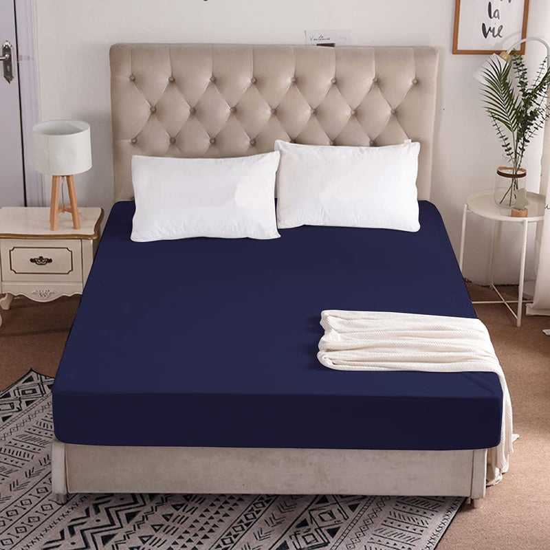 CHICERY Ultar Soft Water Proof Dustproof Terry Cotton Mattress Protector Queen Size Blue Queen60X72 - Image 1