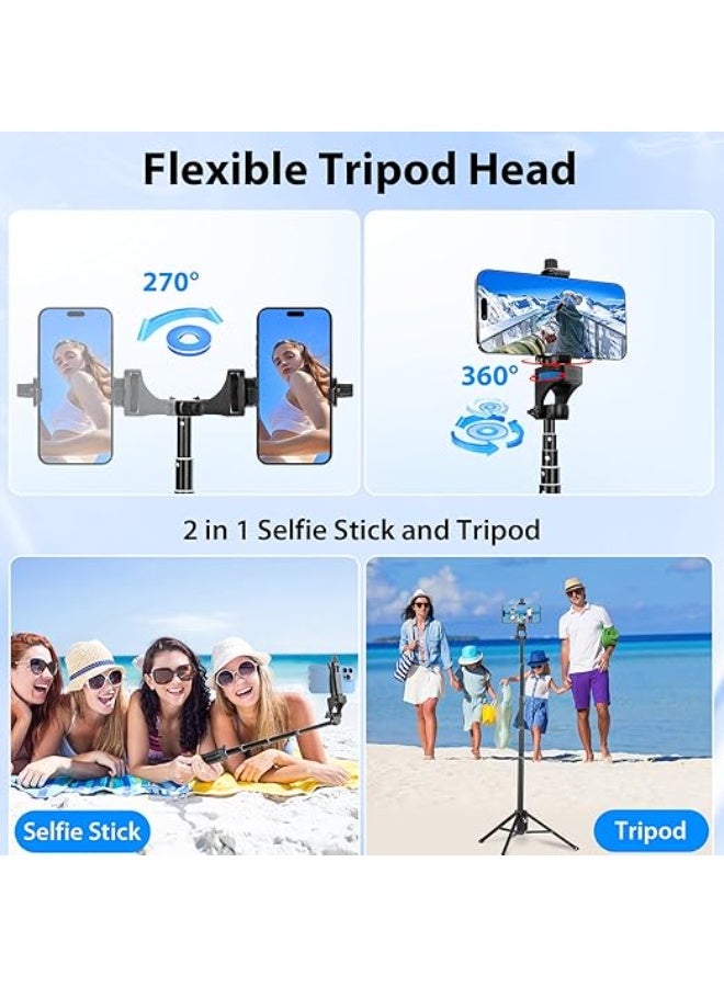 Selfie Stick 137cm – Phone Tripod with Wireless Remote & Flexible Tripod Head, Lightweight Aluminum Tripod Stand for Vlogging, Video Recording & Travel - Image 3