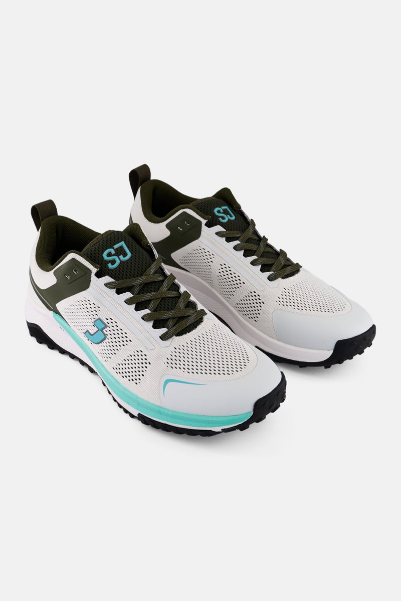 SJ Men Textile Upper Lace Up Running Shoes, White - Image 1