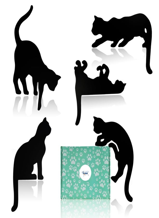 YuQi Wall Decor Set of 5 w/Gift Box, Cute Black Cat Silhouette Wall Decoration Wooden, Removable Peel and Stick Animal Wall Art for Bedroom Living Room Office, Perfect Cat Lover Gift - Image 1