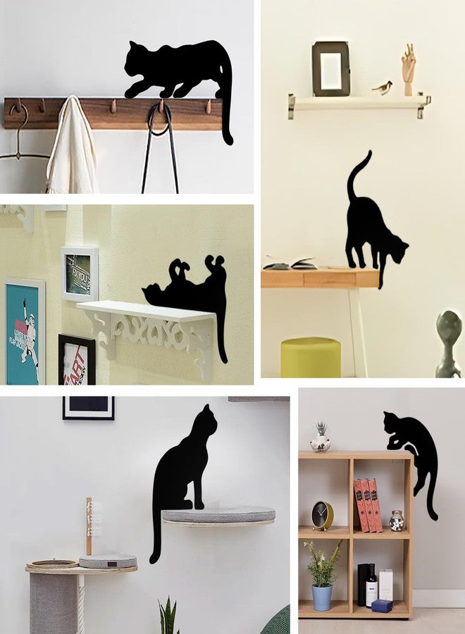 YuQi Wall Decor Set of 5 w/Gift Box, Cute Black Cat Silhouette Wall Decoration Wooden, Removable Peel and Stick Animal Wall Art for Bedroom Living Room Office, Perfect Cat Lover Gift - Image 4