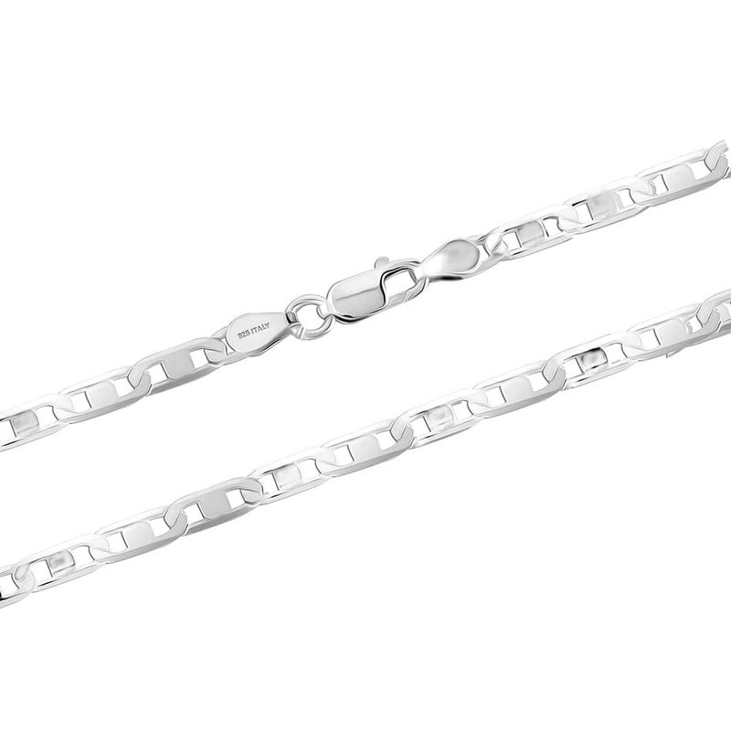 LeCalla 925 Sterling Silver BIS Hallmarked Italian 3 MM Diamond-Cut Solid Flat Mariner Link Chain Necklace for Men Women and Girls (16, 18, 20, 22, 24 Inches) - Image 4