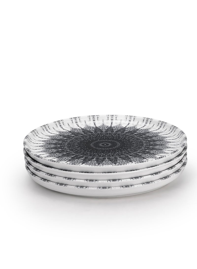 EDESSA طبق حلوى سيراميك إيديسا كوزمو 20 سم، أسود وأبيض (طقم من 4) - Image 2