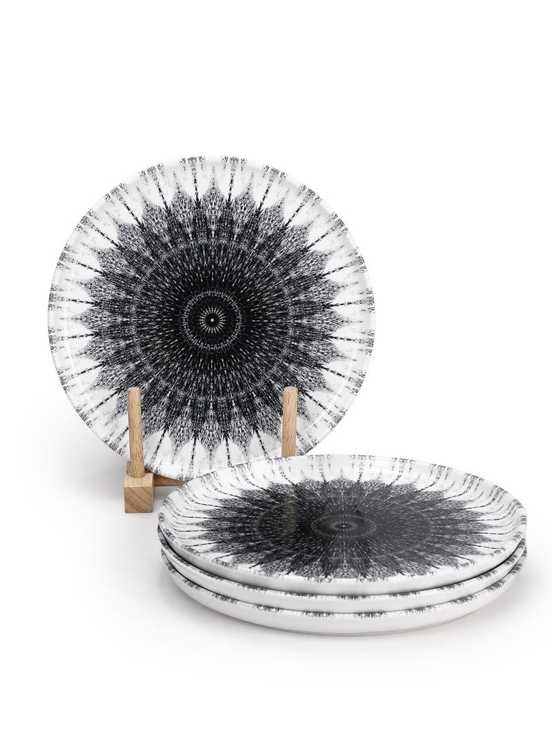 EDESSA طبق حلوى سيراميك إيديسا كوزمو 20 سم، أسود وأبيض (طقم من 4) - Image 1