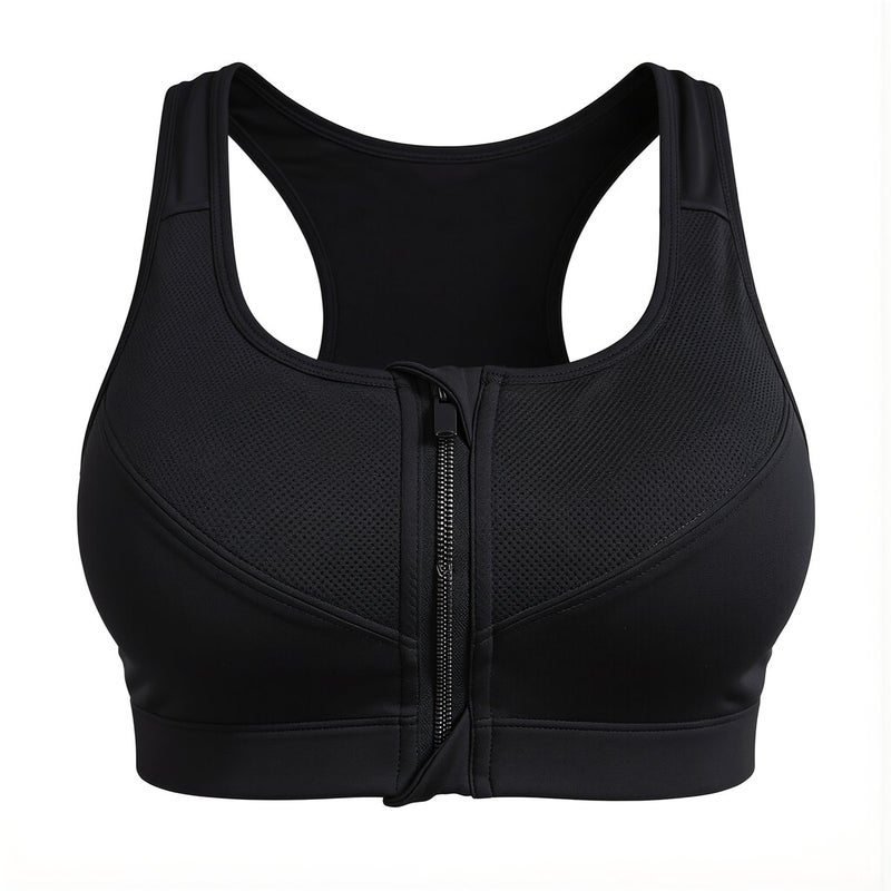 Sports Bra for Women Breathable Mesh No Wire Front Zip High Support White S - Image 5