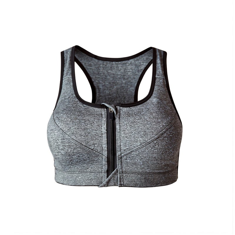 Sports Bra for Women Breathable Mesh No Wire Front Zip High Support White S - Image 1