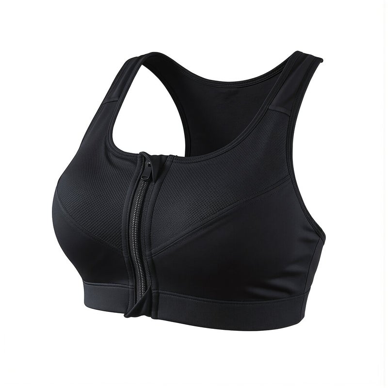 Sports Bra for Women Breathable Mesh No Wire Front Zip High Support White S - Image 2