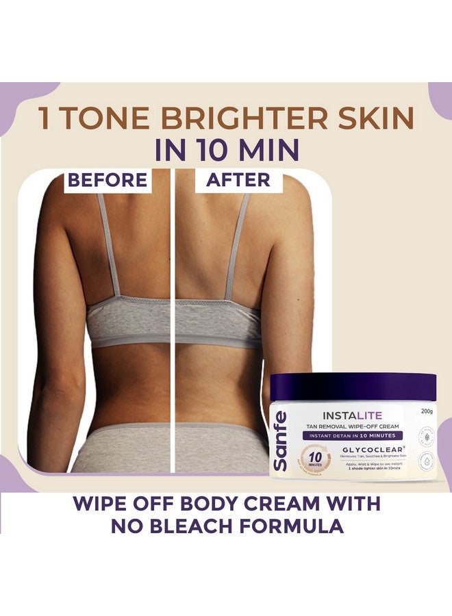 Sanfe Detan Cream Instalite Detan Wipe Off 200 Gm With Glycoclear Technology 1 Tone Brighter In 10 Mintues For Legs Arms Underarms And Back Detan Cream Pack For Tan Removal & Glowing Skin - Image 2