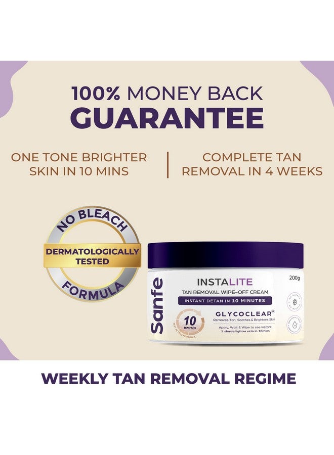 Sanfe Detan Cream Instalite Detan Wipe Off 200 Gm With Glycoclear Technology 1 Tone Brighter In 10 Mintues For Legs Arms Underarms And Back Detan Cream Pack For Tan Removal & Glowing Skin - Image 5