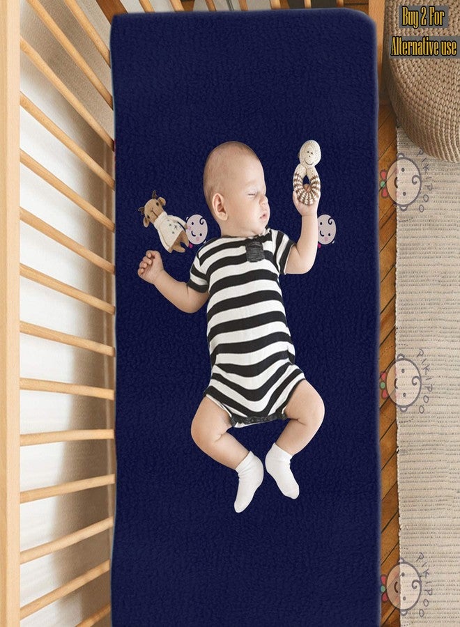 PIKIPOO High Absorbent Water Resistant Bed Protector Quickly Dry Washable Hygienic Baby Sheet Soft Breathable Smell Free Reusable Sheets for Babies Crib Matt (Single Bed (220 X 140 CM), Navy Blue) - Image 1