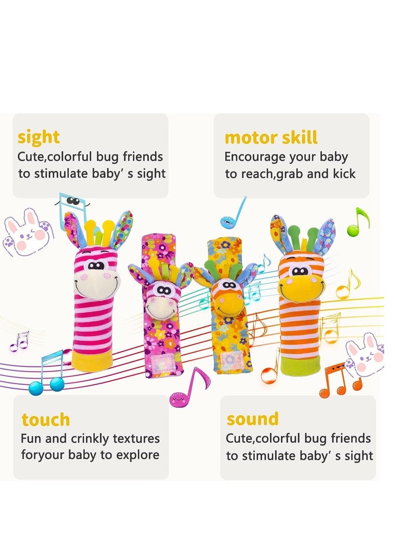 Y&D Wrist Rattles Baby Sock Toys Set Soft Sensory for Babies Cartoon Animal Rattle Foot Early Development Toy Shower Birth Gift Newborn Infant colorful  - Image 2