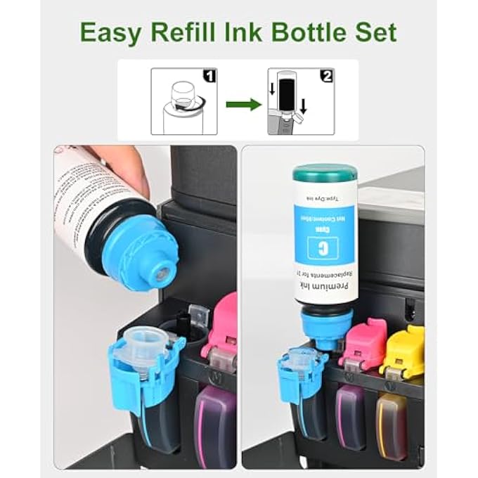 32 XL BLACK INK 31 INK FOR HP PRINTERS COMPATIBLE WITH HP 31 32XL INK BOTTLE SET WITH HP SMARTTANK 6001 7602 5101 7301 5000 PRINTER (5 BOTTLES, 165 ML 32XL BLACK INK, 95ML 31 CMY) - Image 3