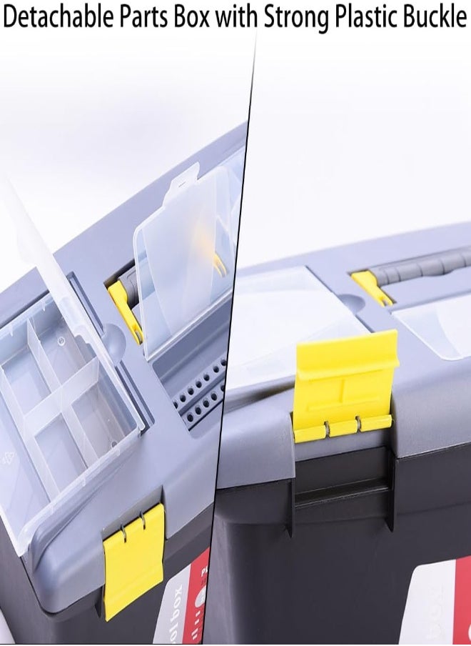 Utoolmart Black G-510 25X12X10Cm Tool Box, Plastic Tool Box With Tray And Organizers Includes Removable Layers 1 Pcs