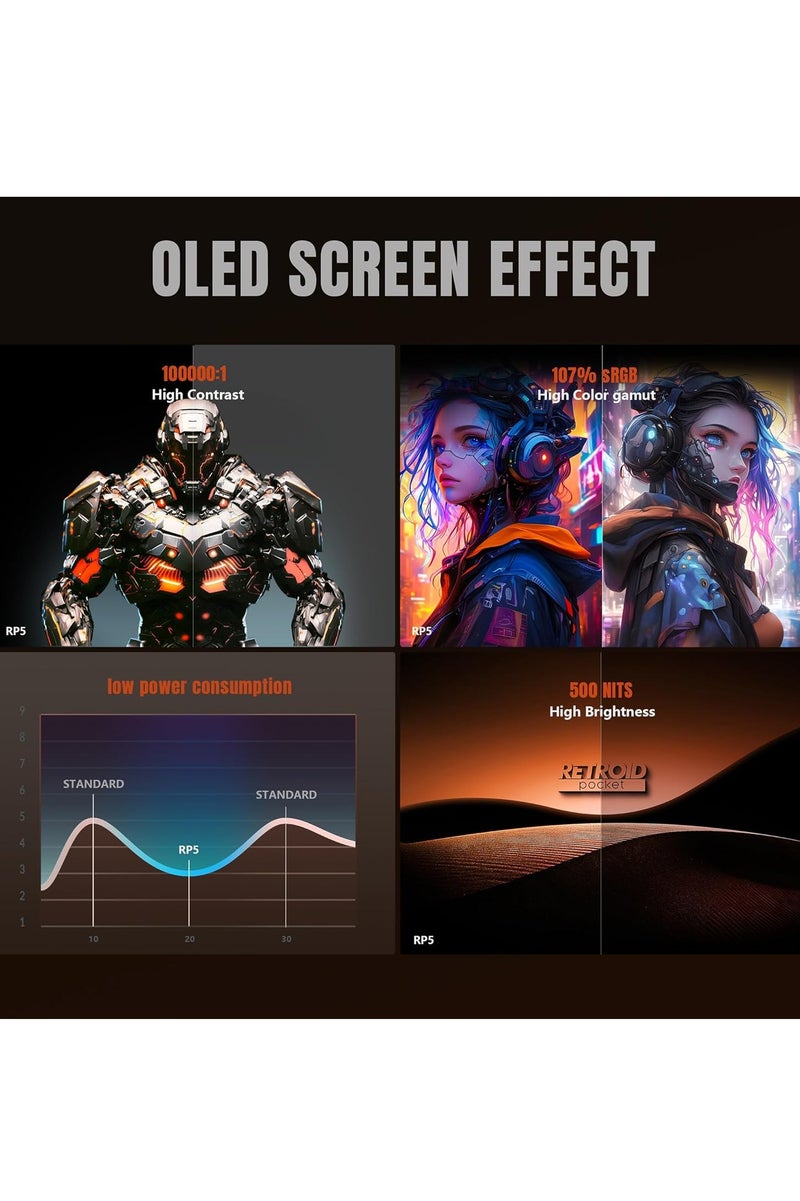 Retroid Pocket 5 Retro Handheld Game Console, 8+128G, 5.5-inch Touchscreen 1080p Portable Android Gaming Handheld with Adreno 650 GPU & WiFi 6/BT5.1, Snapdragon 865 Processor, Android 13 Black - Image 3