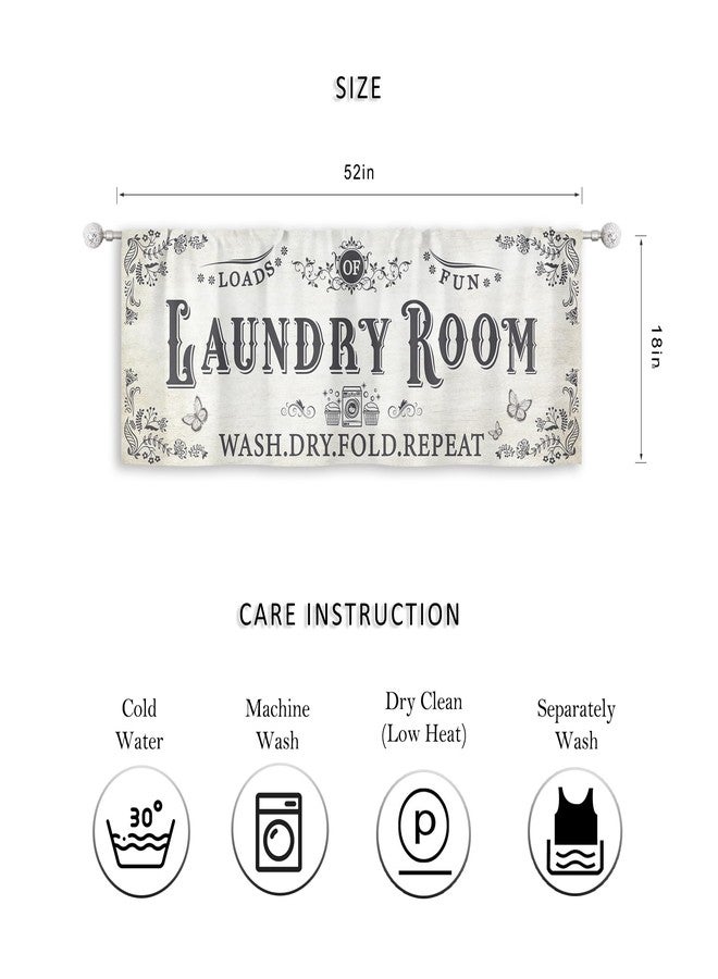 ريديكور ستائر رييديكور الريفية لغرفة الغسيل، بتصميم عتيق مستوحى من بيوت المزارع، مزينة بعبارات مرحة، لون بيج كلاسيكي، مزودة بجيب للعمود، قصيرة وصغيرة، مناسبة للغسيل والتجفيف والطي، قطعة قماش واحدة، مقاس 52 بوصة عرض × 18 بوصة ارتفاع. - Image 4