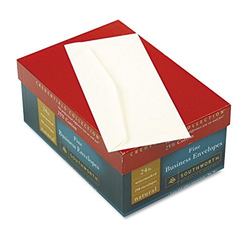 Southworth J404N10 25% Cotton #10 Business Envelope Natural 24 lbs. Wove 250/Box FSC - Image 1