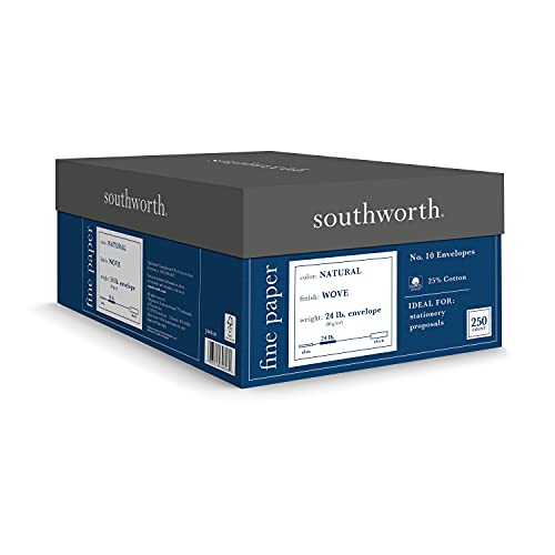 Southworth J404N10 25% Cotton #10 Business Envelope Natural 24 lbs. Wove 250/Box FSC - Image 3