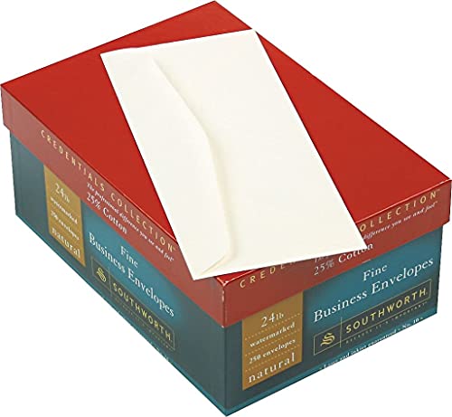 Southworth J404N10 25% Cotton #10 Business Envelope Natural 24 lbs. Wove 250/Box FSC - Image 5