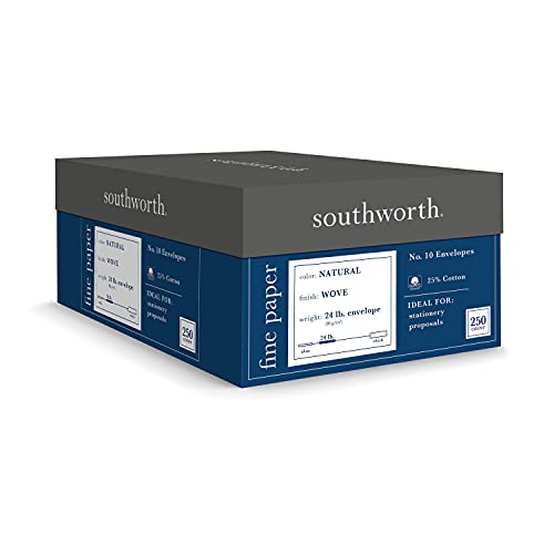 Southworth J404N10 25% Cotton #10 Business Envelope Natural 24 lbs. Wove 250/Box FSC - Image 2