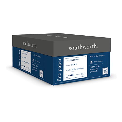 Southworth J404N10 25% Cotton #10 Business Envelope Natural 24 lbs. Wove 250/Box FSC - Image 4