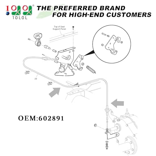 10L0L 66 Inch Transmission Forward Reverse Push/Pull Shifter Cable for EZGO TXT, MPT 800/1200, ST Series 2004-up Gas Golf Cart, Replace OEM 602891 - Image 2