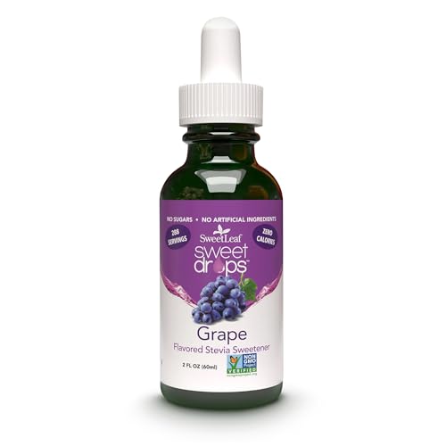 SweetLeaf Sweet Drops - Flavored Stevia Liquid Sweetener, Organic Stevia Extract, Zero Calories, Gluten Free, Keto Friendly, Non GMO, Natural Flavor, Sugar Alternative - Grape, 2 Fl Oz (Pack of 1) - Image 1